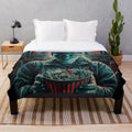 Cinematic suspense plush blanket featuring movie film reel and noir design