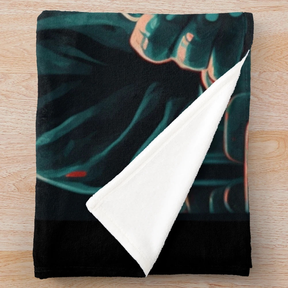 Cinematic suspense plush blanket featuring movie film reel and noir design