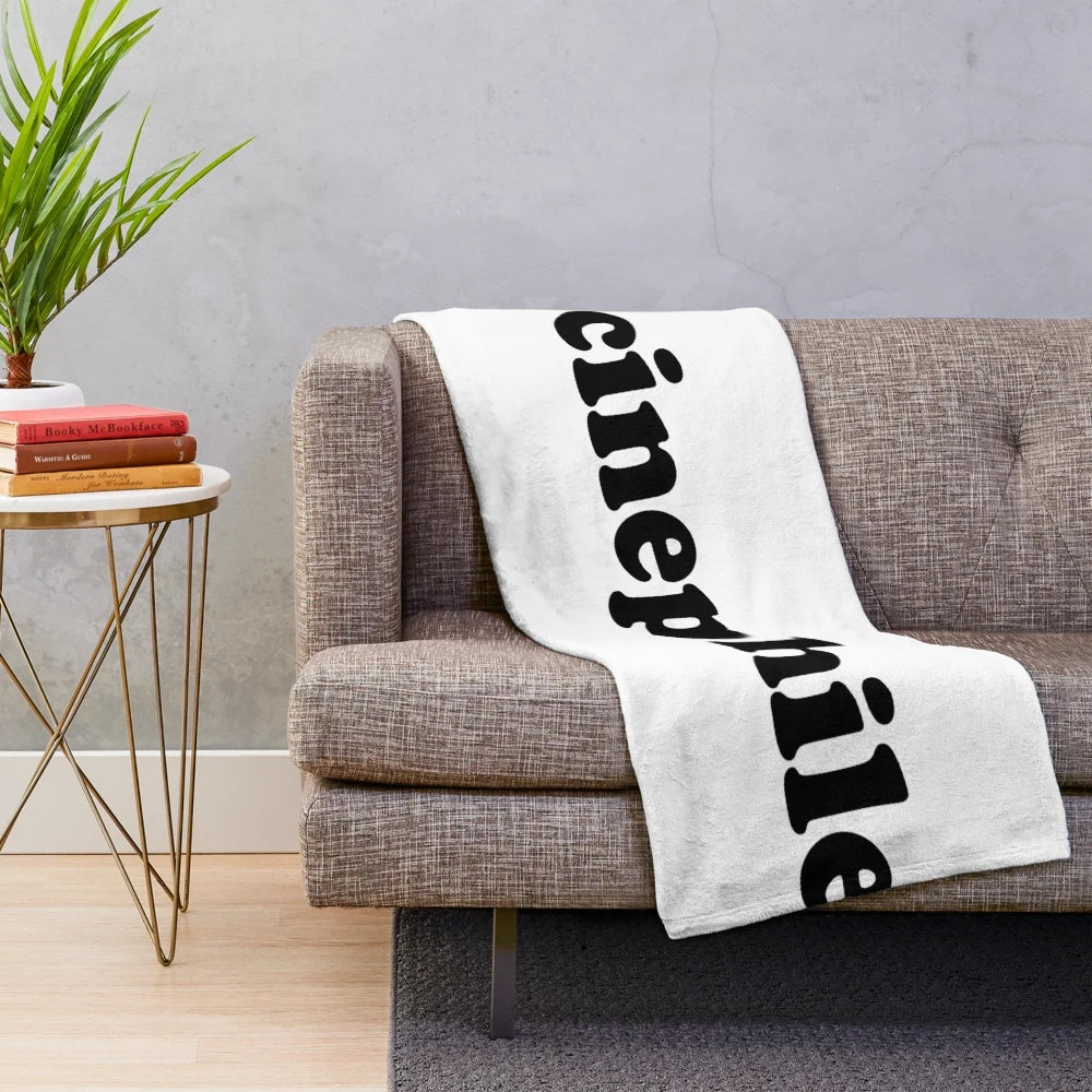 Cinephile plush blanket featuring a minimalist cinema-inspired design