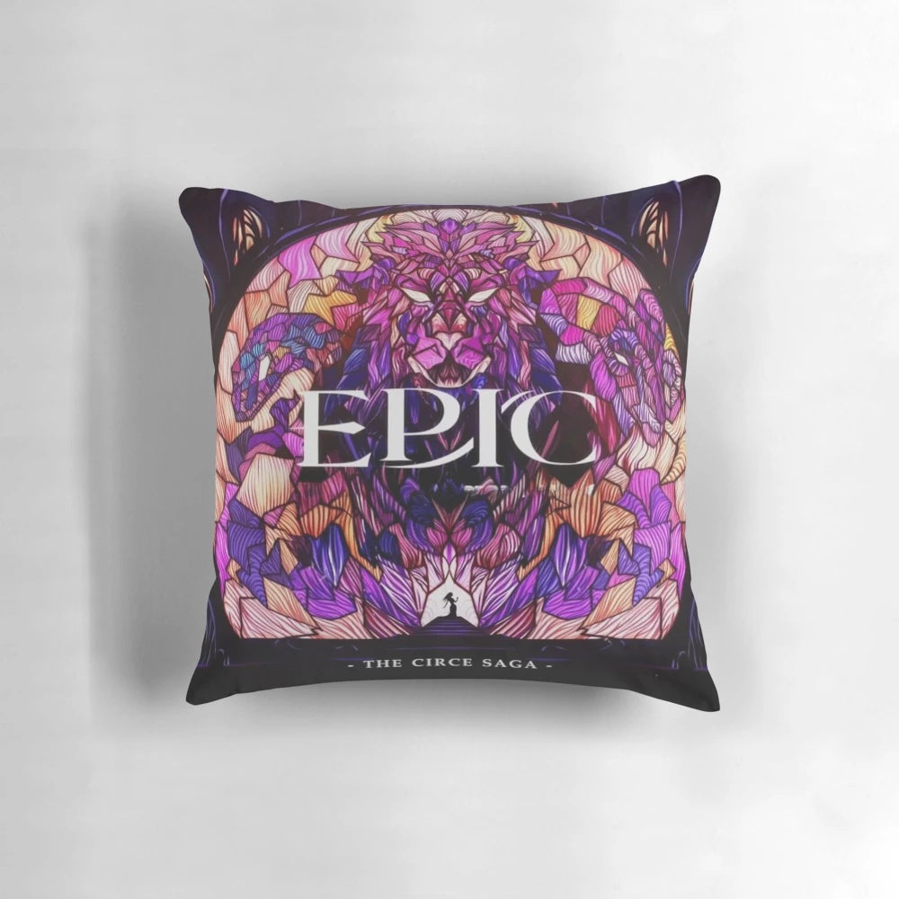 Epic the Musical Circe Saga Pillow featuring characters and imagery from the Greek epic Troy and The Odyssey