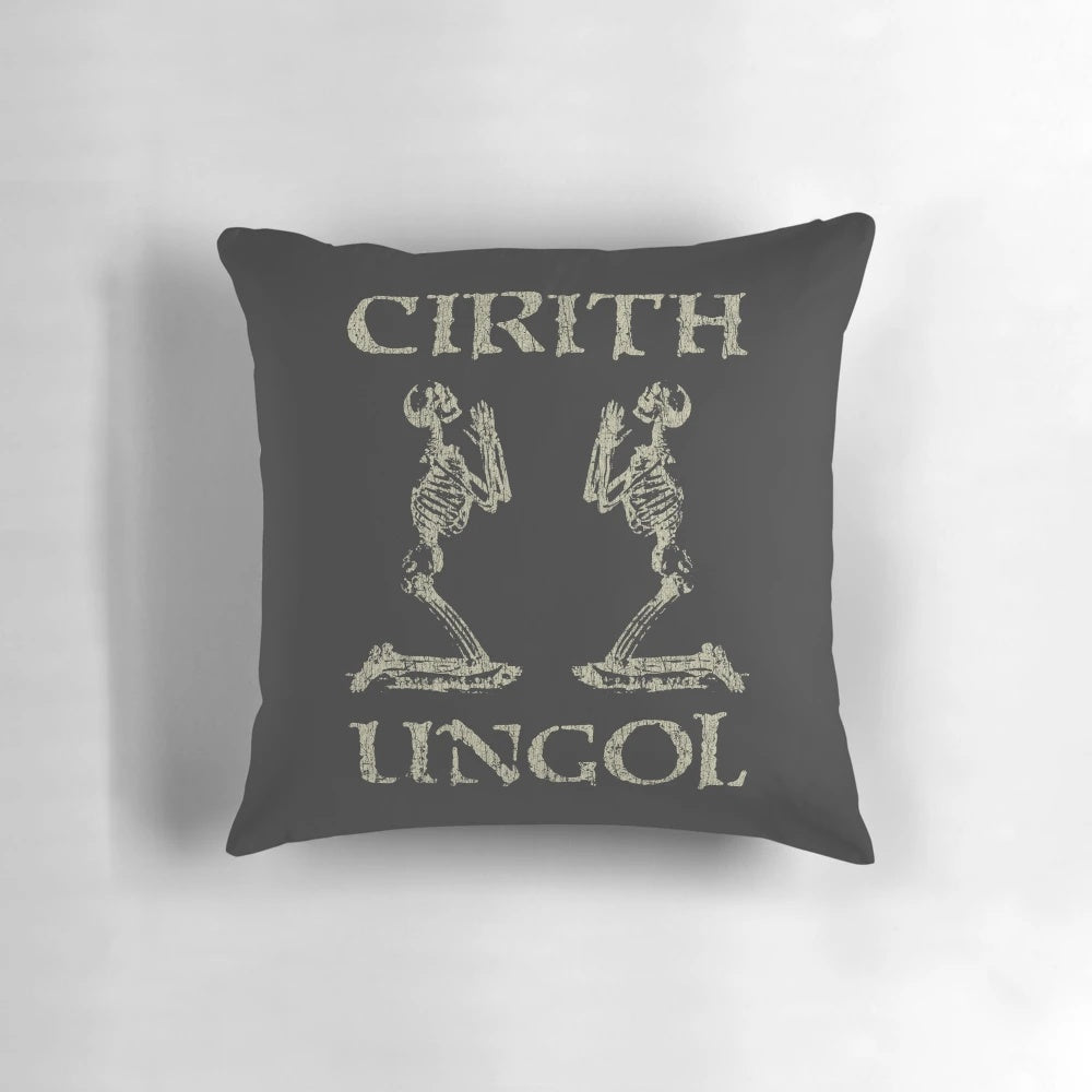 Pillow featuring the Cirith Ungol doom metal band logo and skeleton imagery from 1971