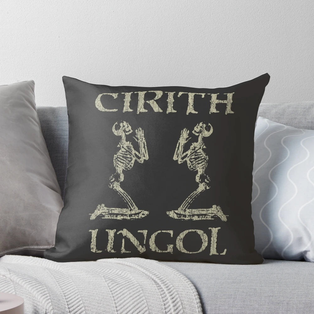 Pillow featuring the Cirith Ungol doom metal band logo and skeleton imagery from 1971
