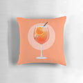 Colorful Aperol Spritz inspired pillow with orange and citrus design