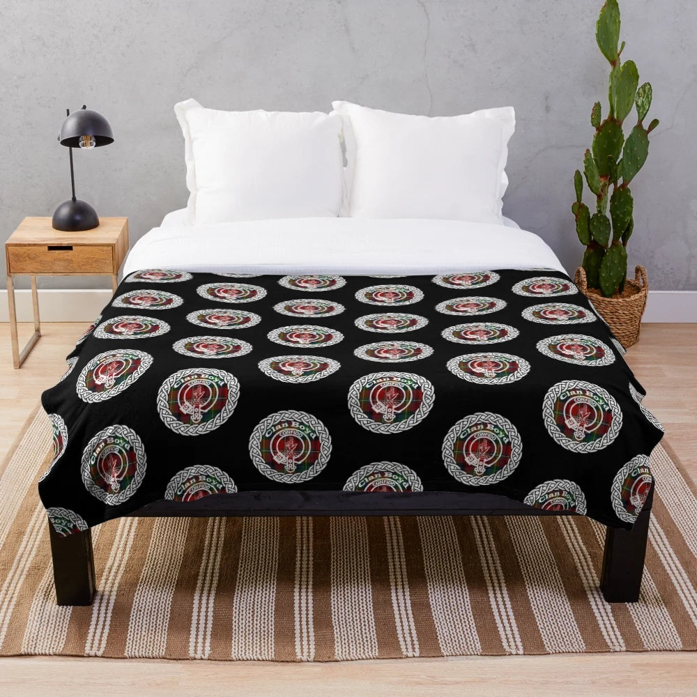 Clan Boyd Tartan Crest Badge Plush Blanket