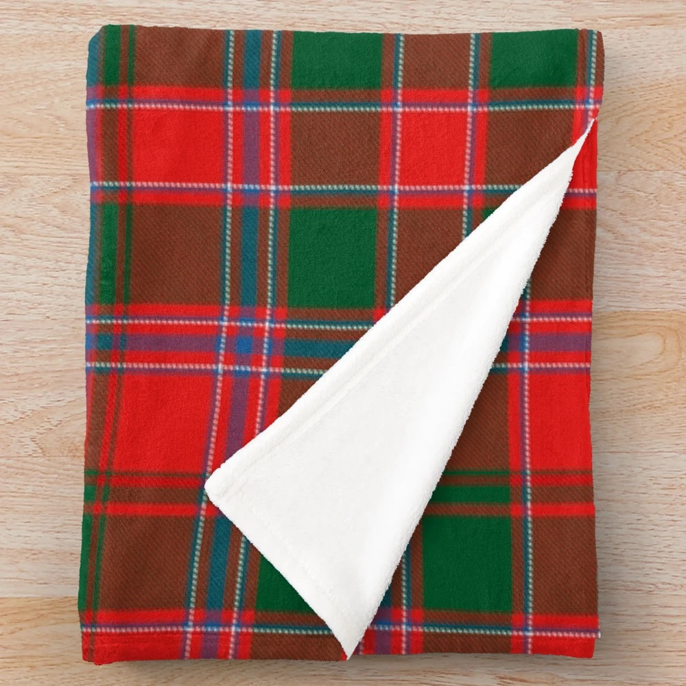 Clan Dalziel tartan plush blanket featuring the family crest and highland tradition