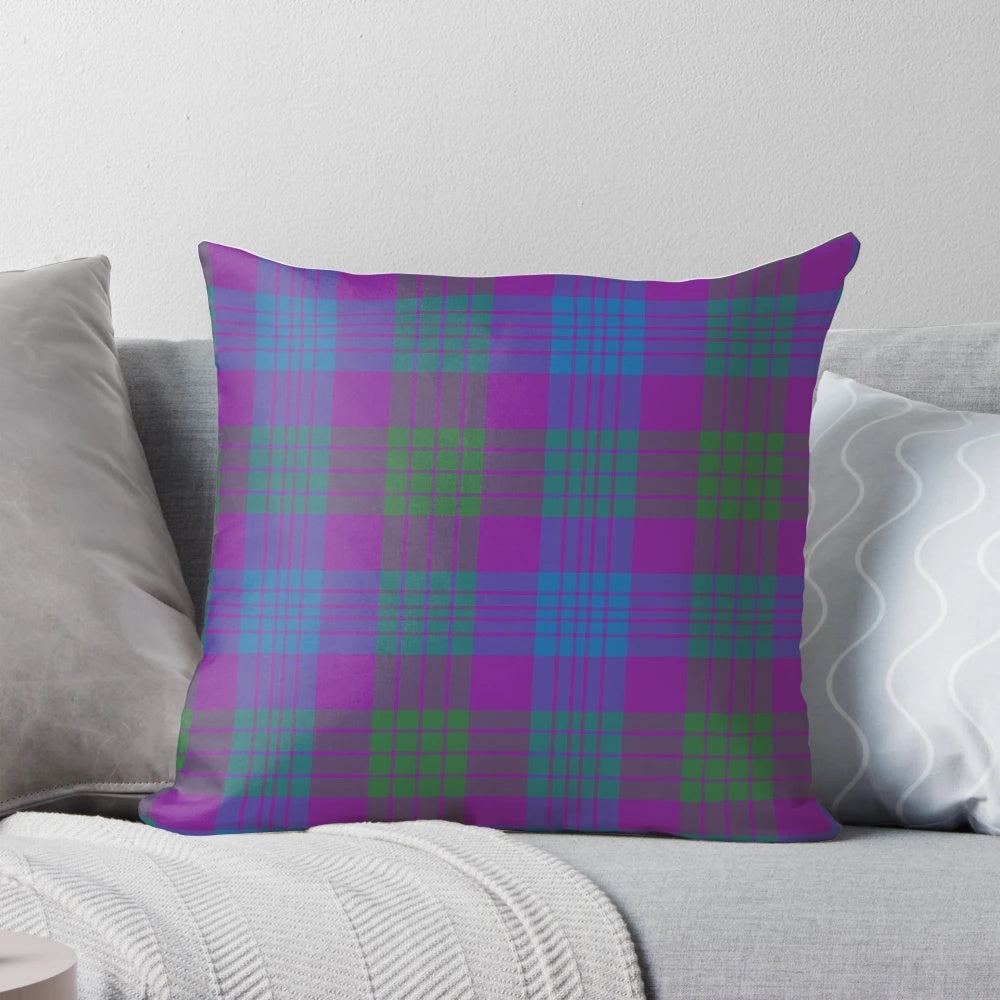 Clan Lang Tartan Throw Pillow with Traditional Scottish Plaid Pattern