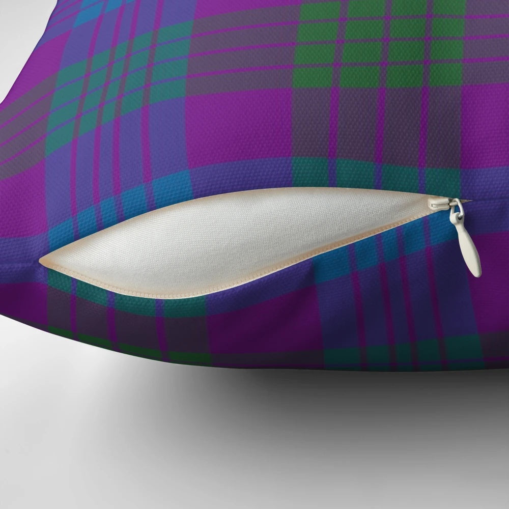 Clan Lang Tartan Throw Pillow with Traditional Scottish Plaid Pattern