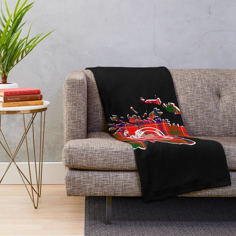 Plush blanket featuring the Clan Munro Scotland map crest
