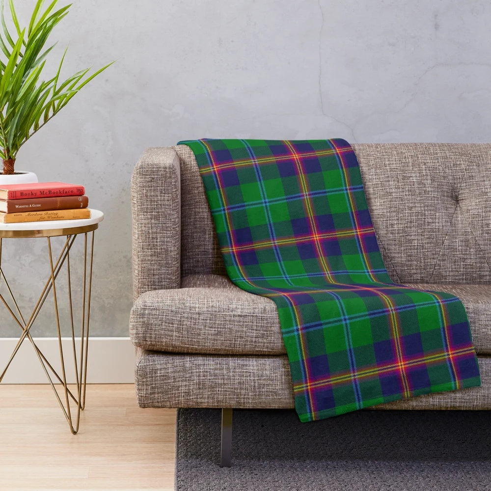 Clan Young inspired plush blanket featuring traditional Scottish clan tartan pattern
