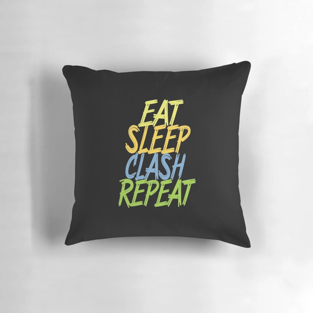 Clash of Clans Pillow with Hog Rider and "Eat Sleep Clash Repeat" Design