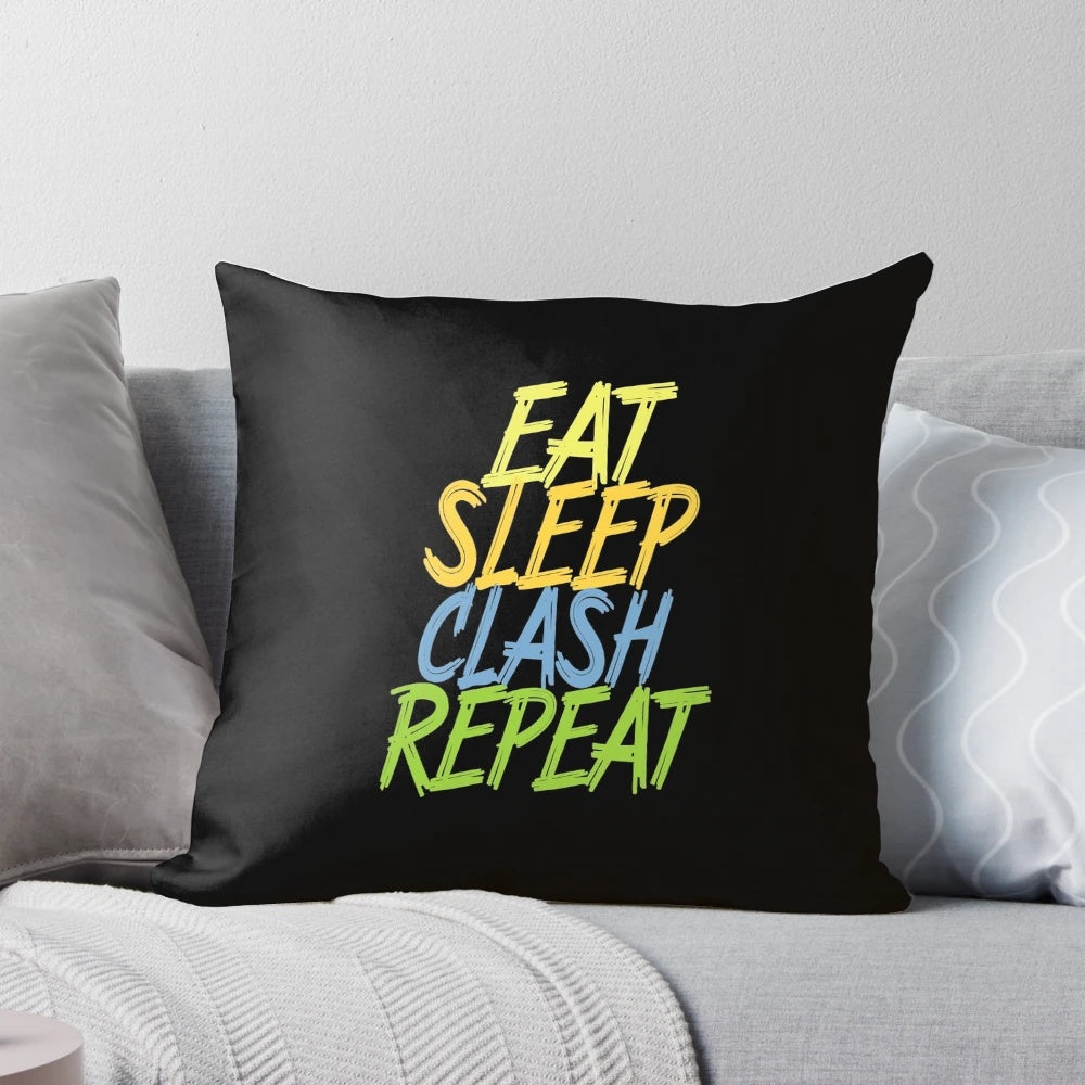 Clash of Clans Pillow with Hog Rider and "Eat Sleep Clash Repeat" Design