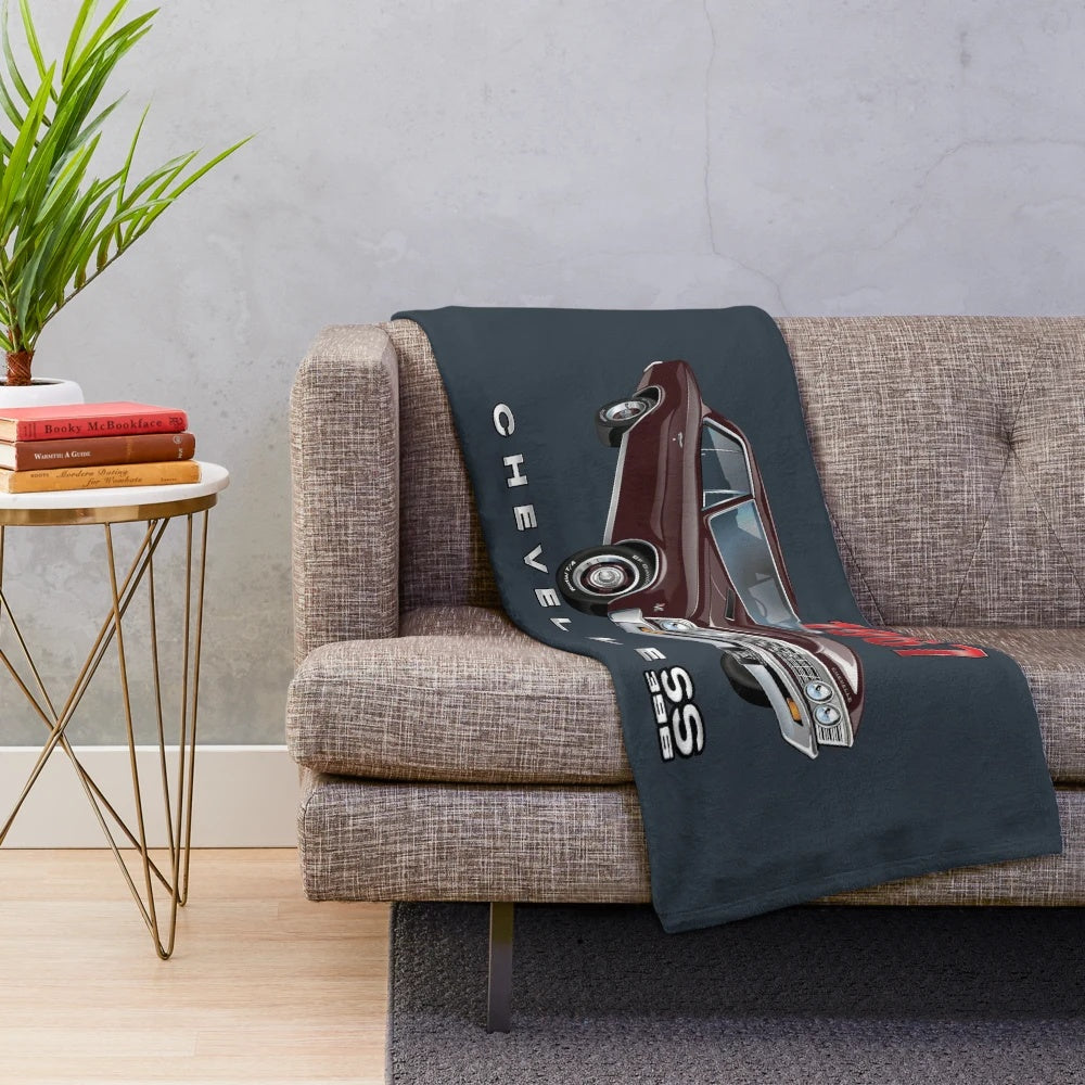 Cozy plush blanket featuring a classic 1967 Chevrolet Chevelle SS muscle car design