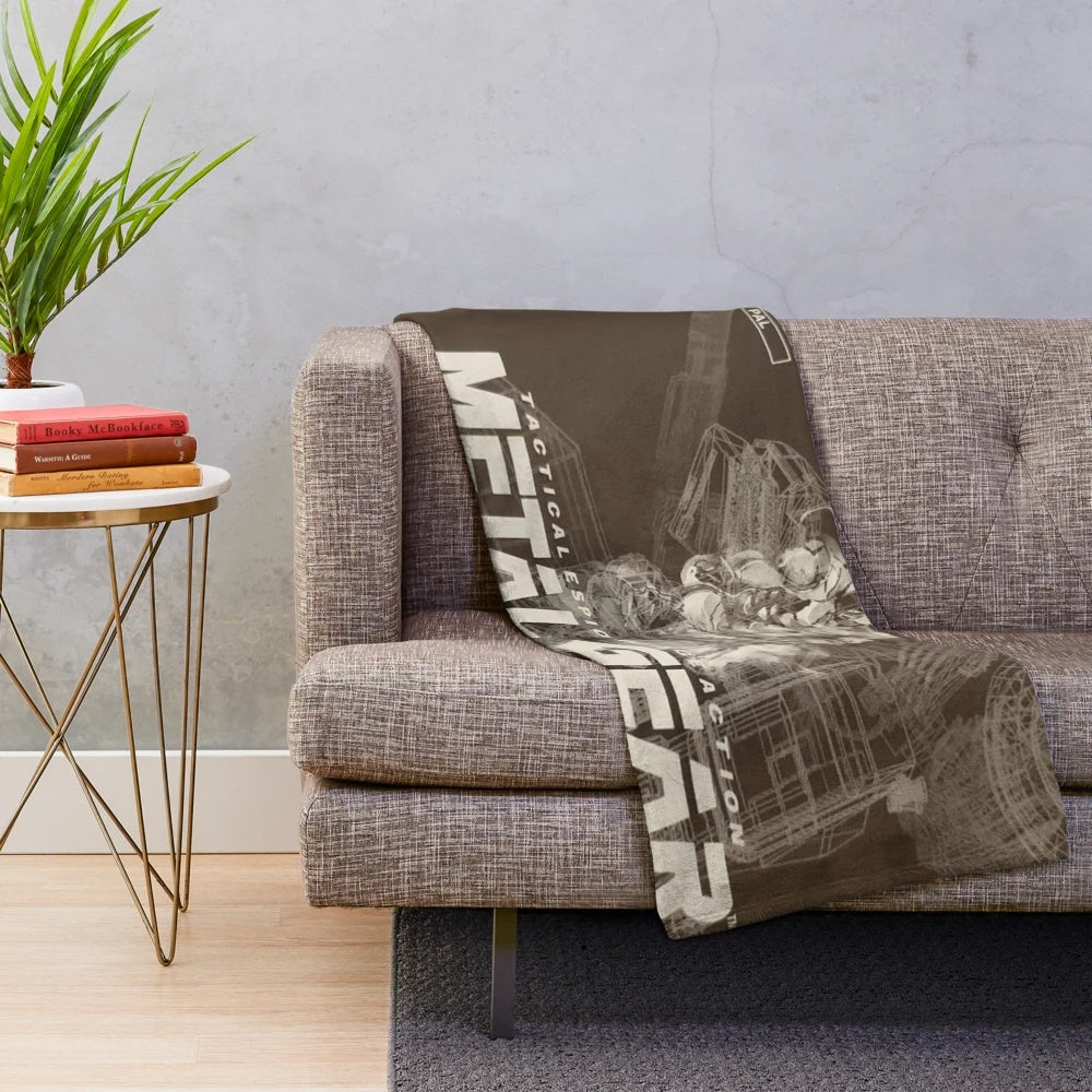 Metal Gear Solid inspired plush blanket with retro gaming vibes