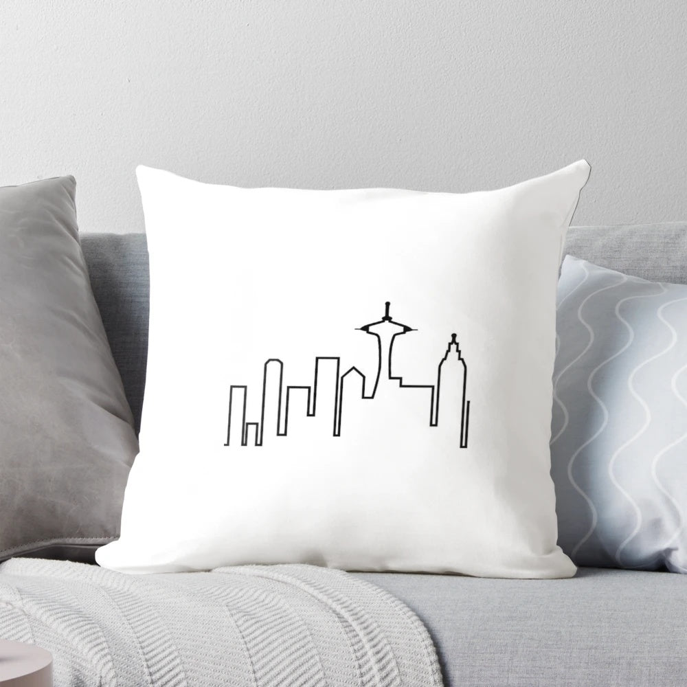 Frasier - Seattle Silhouette Pillow featuring the iconic 90s TV show characters and skyline