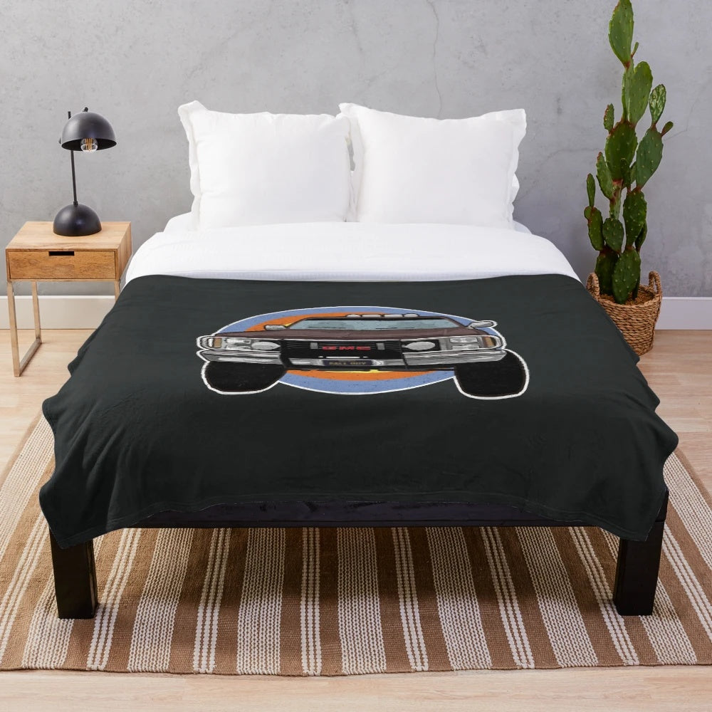 Plush blanket featuring the iconic GMC K-2500 'Fall Guy' truck design