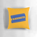 Retro Blockbuster logo printed on a soft, plush pillow