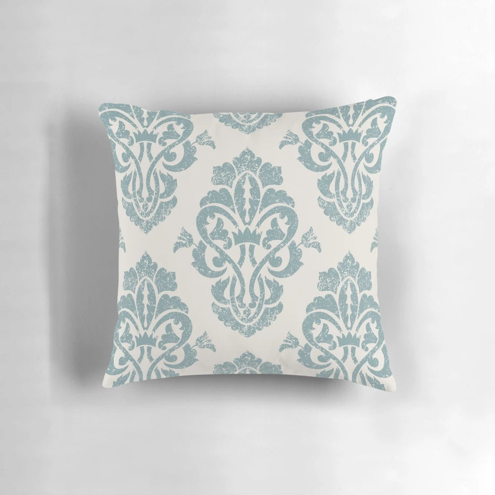 Classic blue damask pattern pillow for interior decor