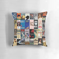 A cozy pillow featuring classic literature book covers, perfect for book lovers and avid readers.