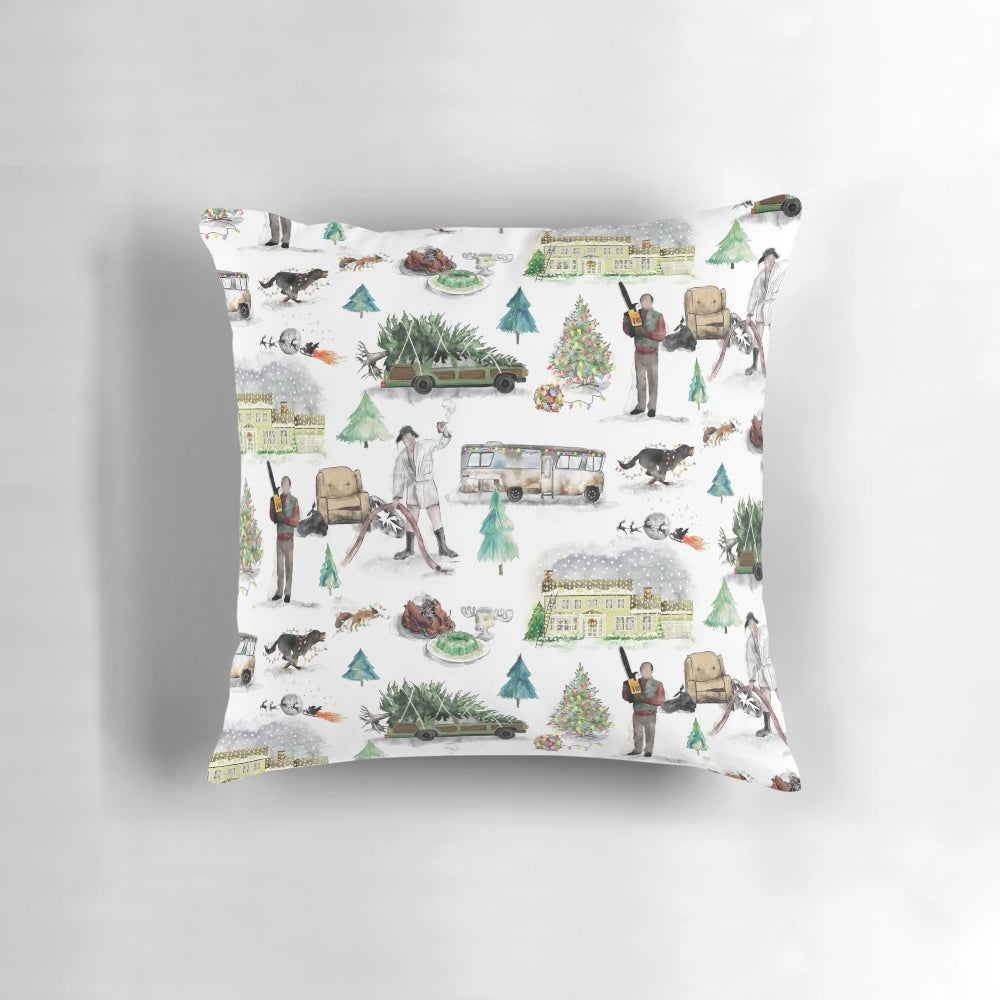Soft, plush pillow featuring a Christmas-themed design inspired by the classic National Lampoon's Christmas Vacation movie.