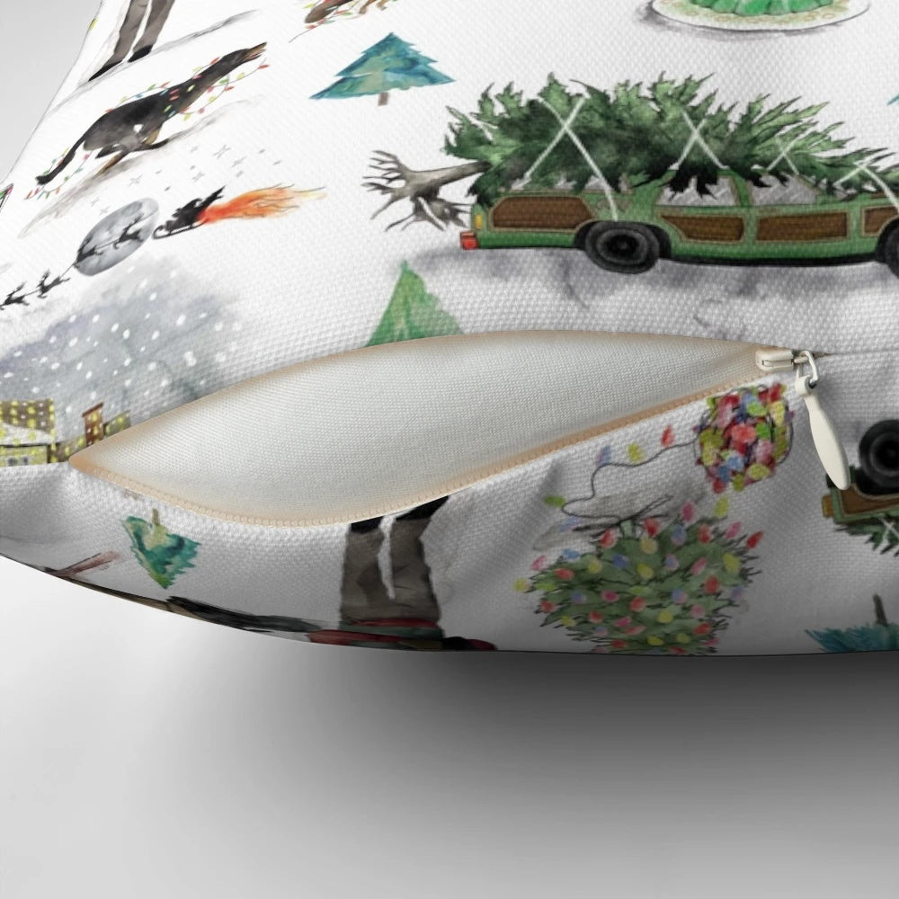 Soft, plush pillow featuring a Christmas-themed design inspired by the classic National Lampoon's Christmas Vacation movie.
