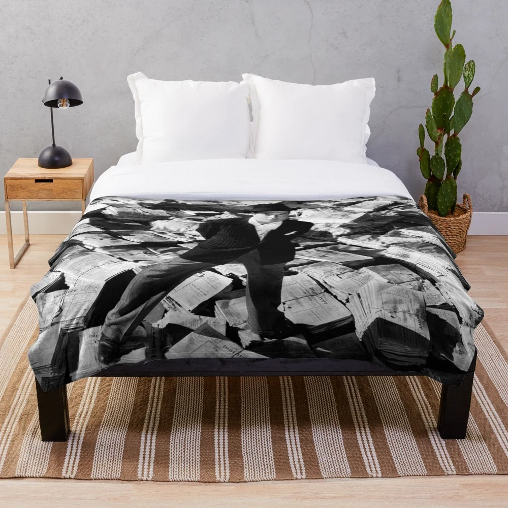 Cozy plush blanket featuring a retro movie theme