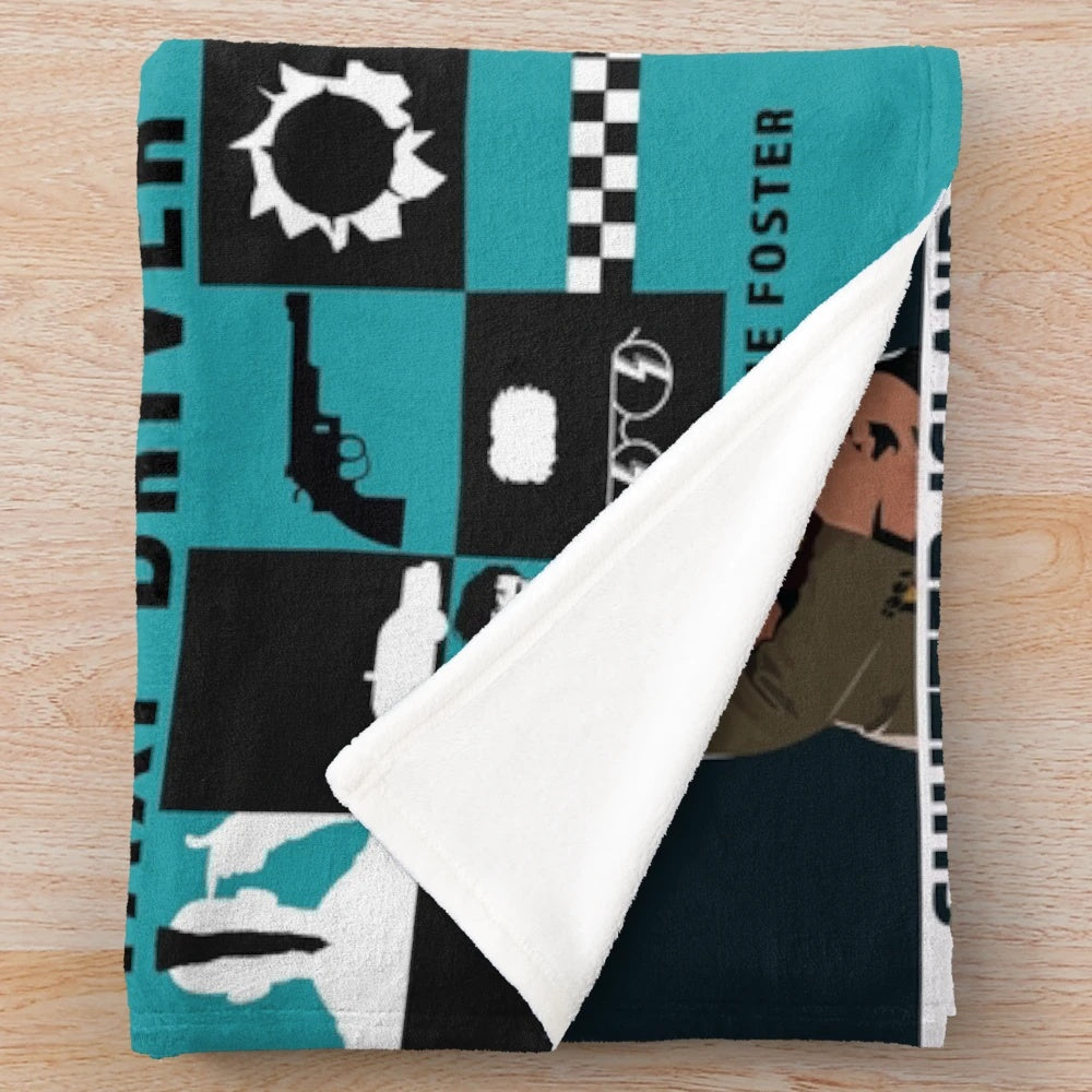 Plush blanket featuring movie art inspired by the classic films of director Martin Scorsese