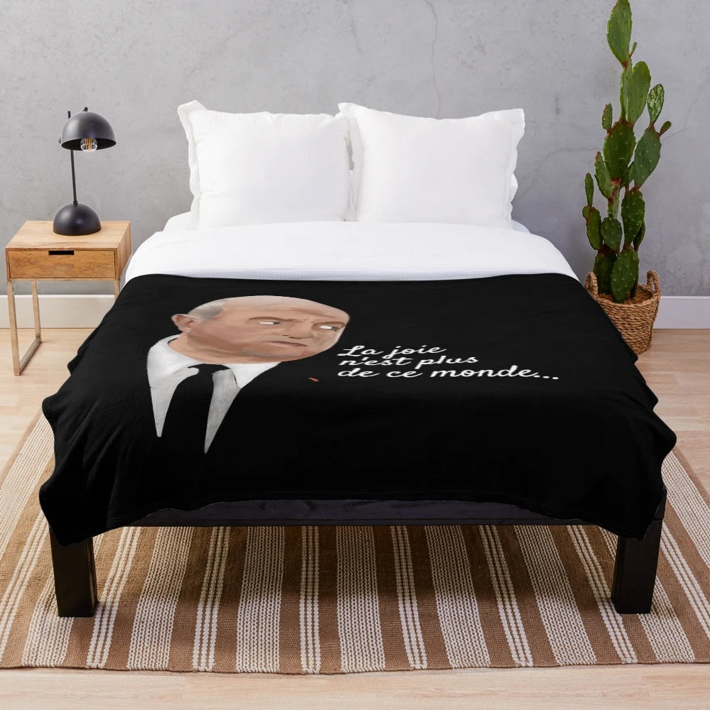 Plush blanket featuring a tribute to renowned French actor Bernard Blier