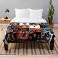 Classic hip hop themed plush blanket with retro aesthetic collage design