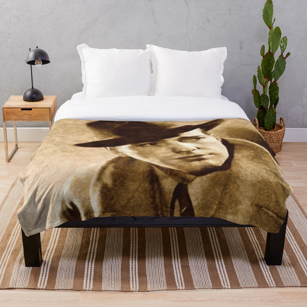 Humphrey Bogart Inspired Black and White Plush Blanket