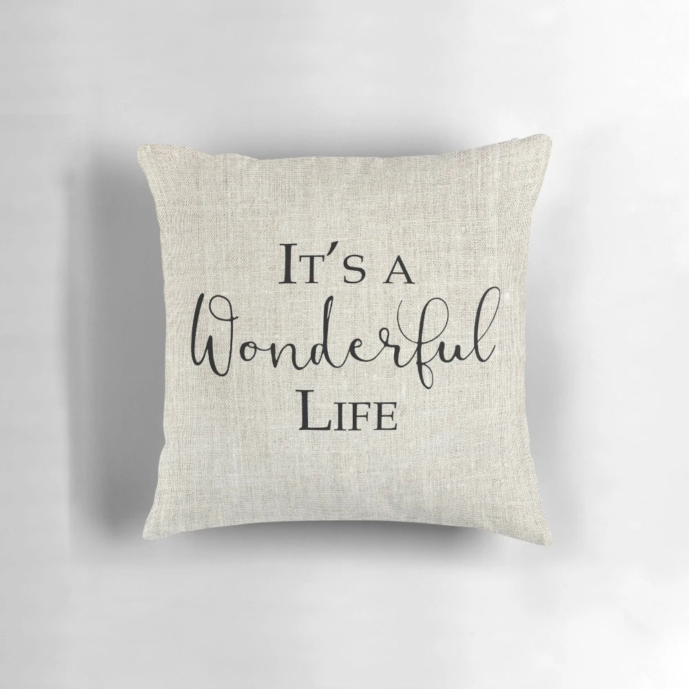 It's a Wonderful Life Christmas pillow featuring the classic movie's iconic imagery