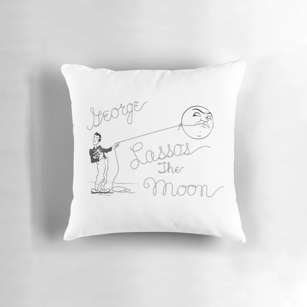 Cozy pillow featuring a classic black and white movie scene from 'It's a Wonderful Life'