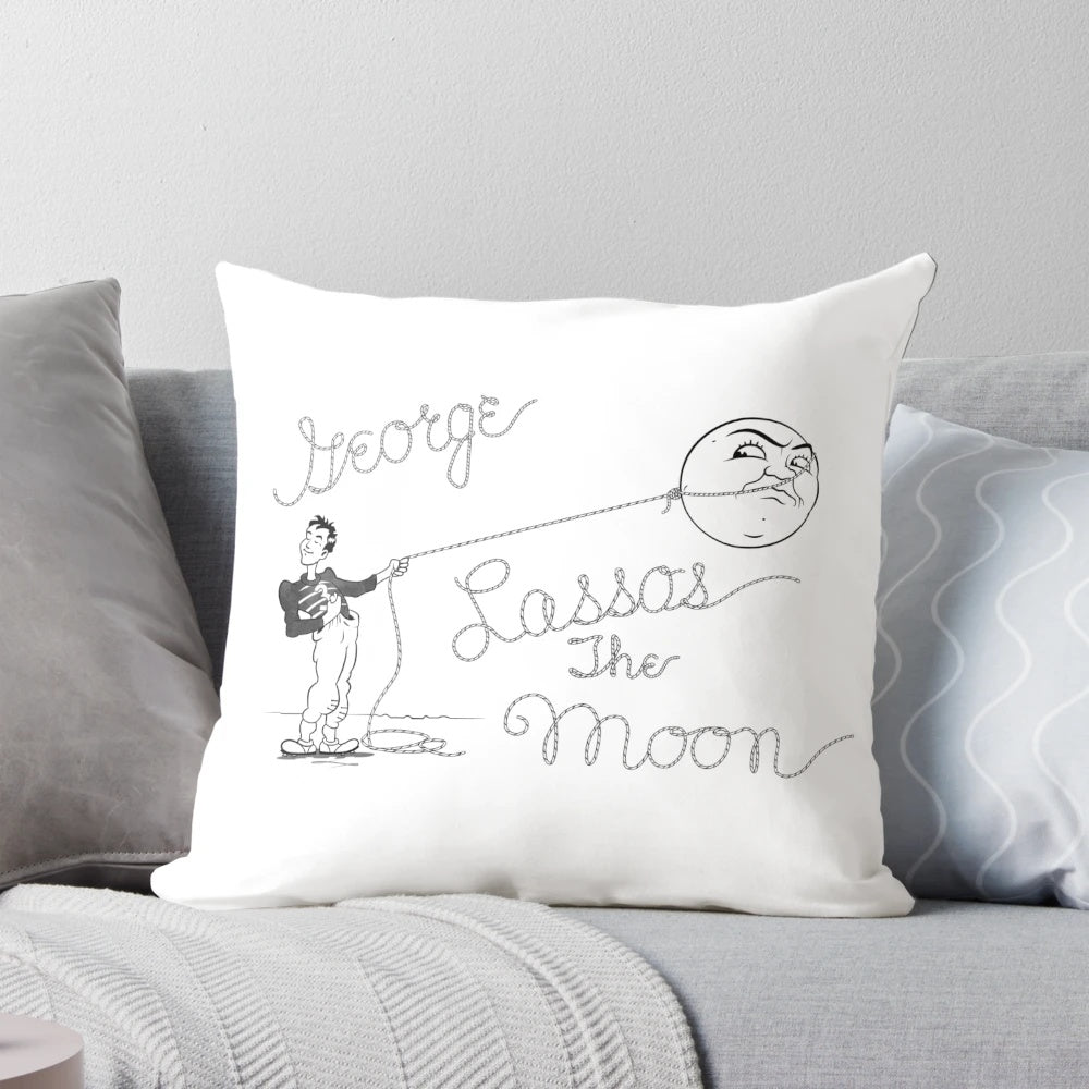 Cozy pillow featuring a classic black and white movie scene from 'It's a Wonderful Life'