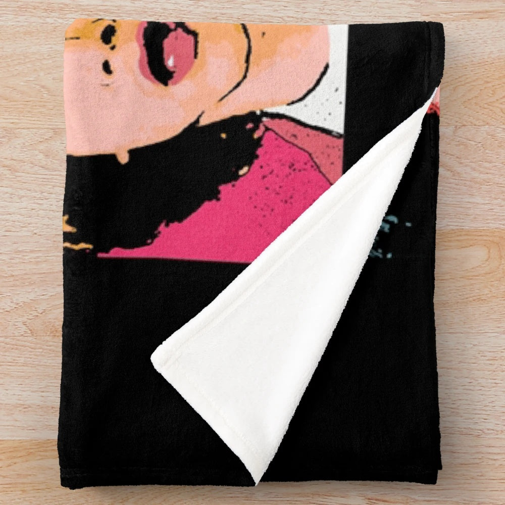 Keanu Reeves inspired plush blanket with pop culture design