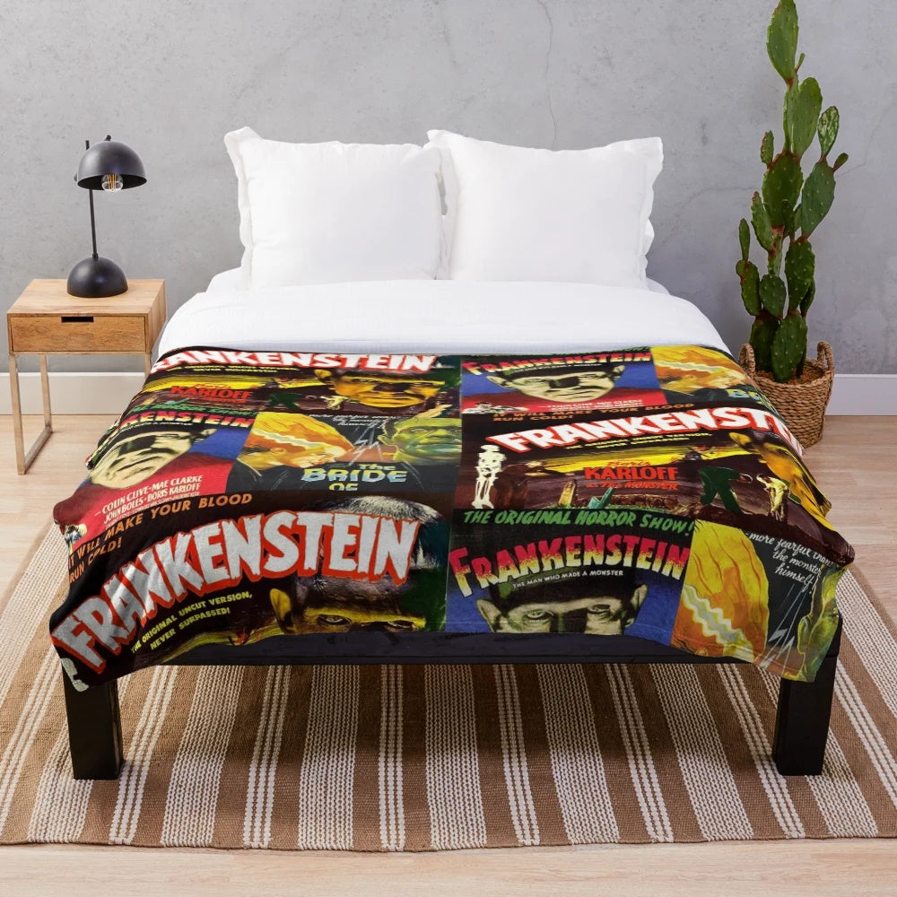 Classic horror monster sci-fi horror vintage movie poster print plush blanket