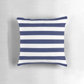Navy blue and white striped decorative pillow