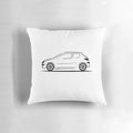 Peugeot 206 classic car blueprint silhouette printed on a black throw pillow
