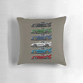 A Porsche 911-inspired throw pillow featuring the iconic Rauh Welt design, perfect for classic car and automotive photography enthusiasts.