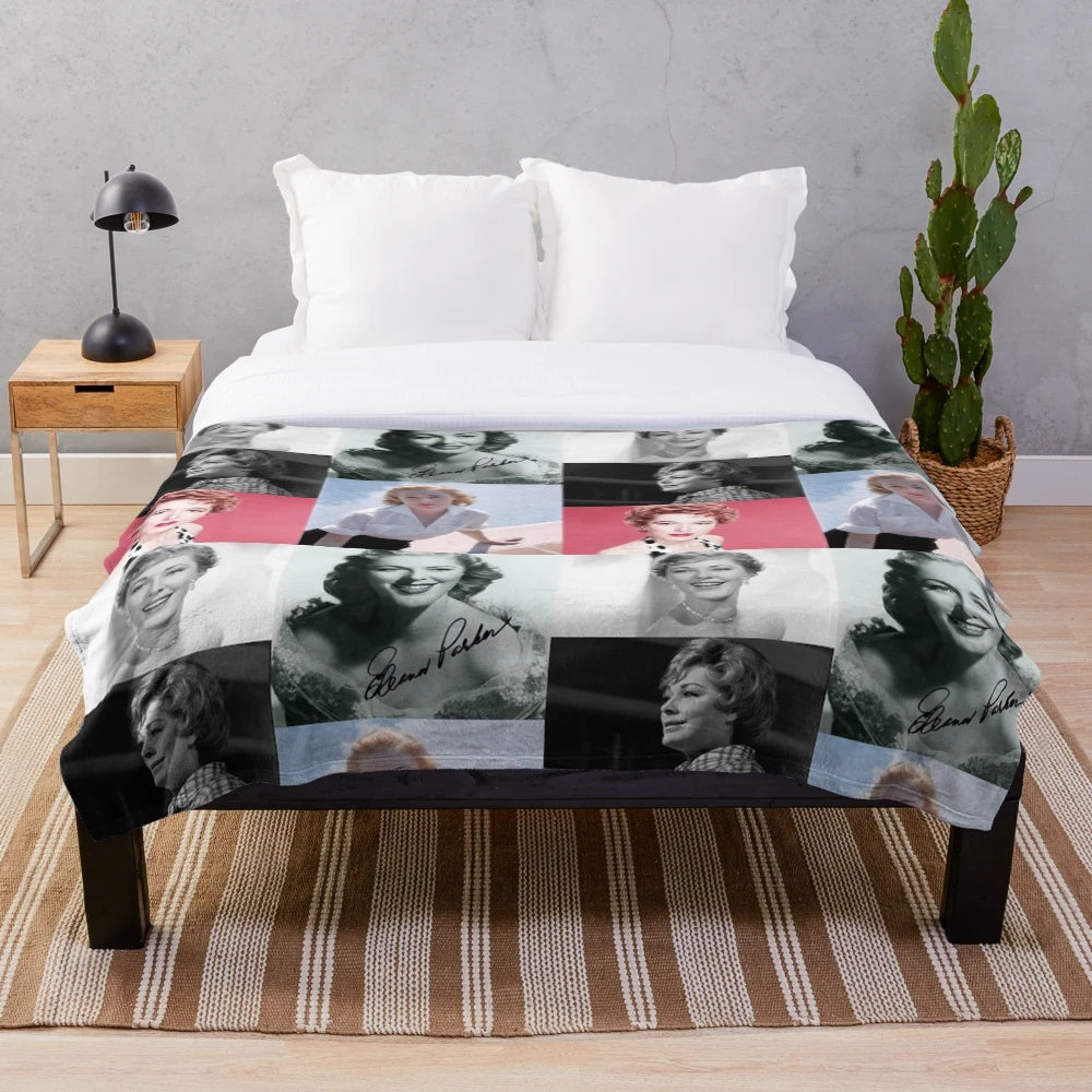 Vintage collage plush blanket with classic actress Eleanor Parker