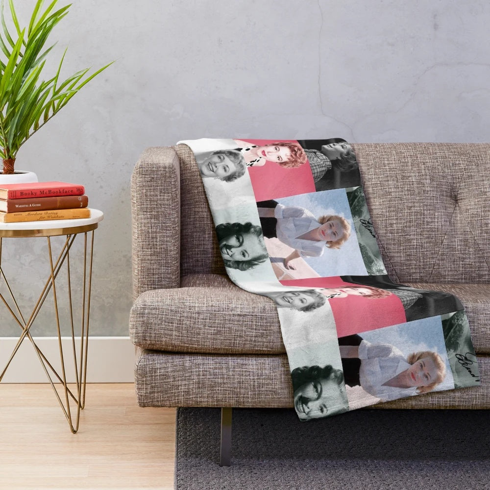 Vintage collage plush blanket with classic actress Eleanor Parker