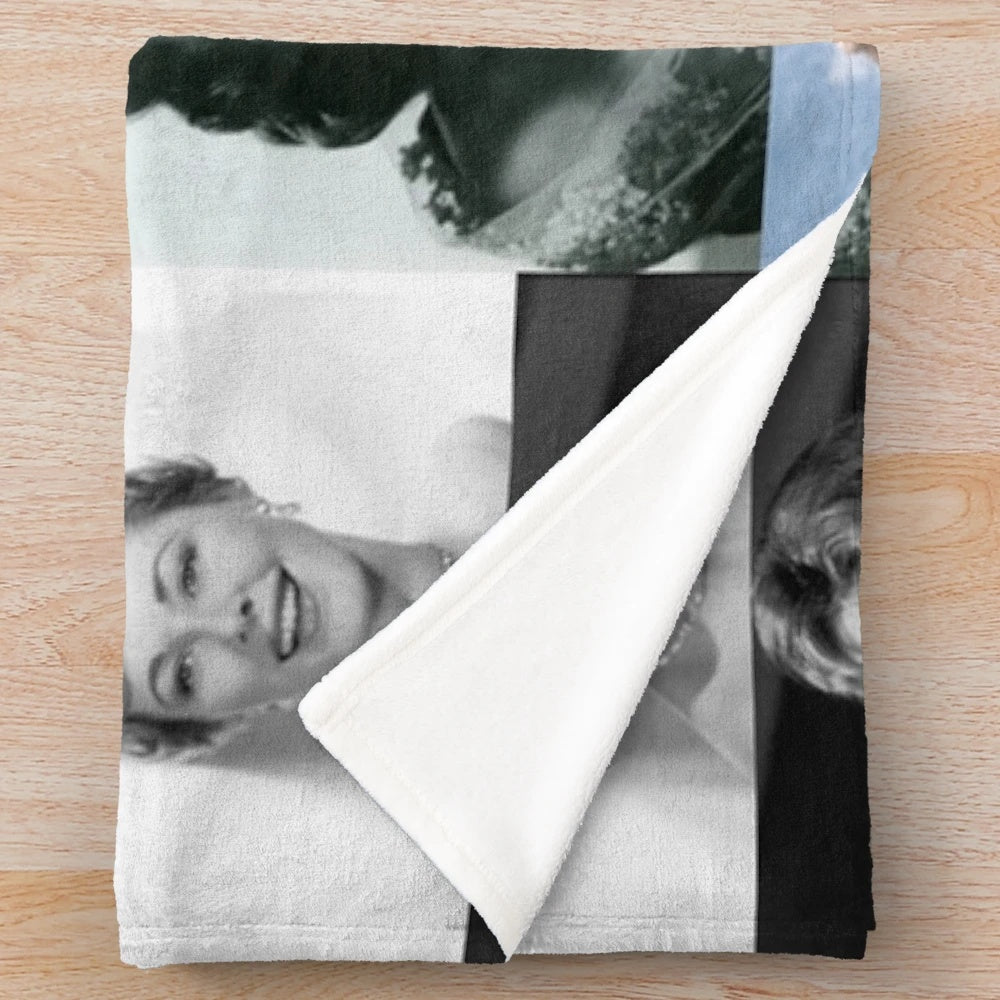 Vintage collage plush blanket with classic actress Eleanor Parker
