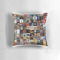 Vintage classic rock album covers collage printed on a plush pillow