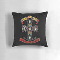 Classic Rock Lover's T-Shirt Pillow featuring iconic 80s and 90s hard rock bands like Guns N' Roses