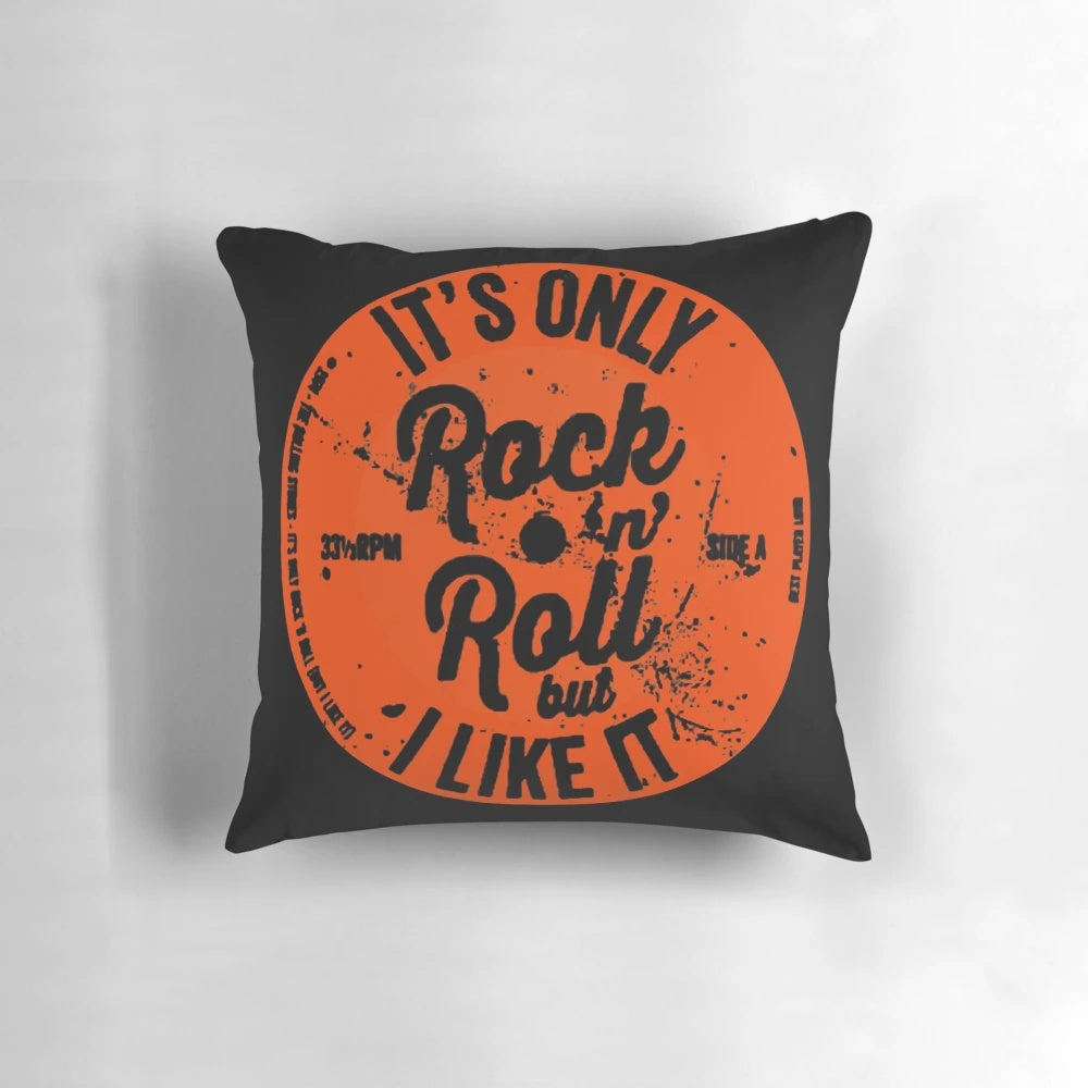 A cozy pillow featuring a classic rock and roll design, perfect for music enthusiasts.