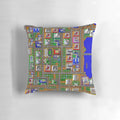 "Retro Sim City 1 pixel art design on a soft, high-quality pillow for classic gaming enthusiasts"