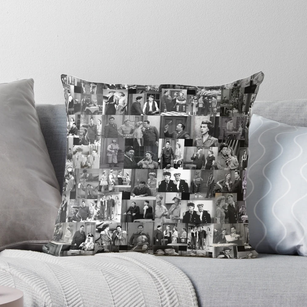 The Honeymooners' themed pillow with classic TV comedy characters Jackie Gleason and Art Carney