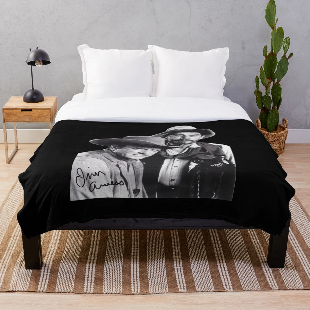 Gunsmoke TV series plush blanket featuring James Arness as Matt Dillon