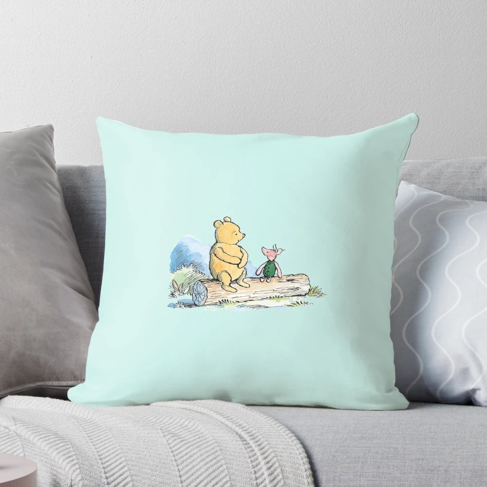 Soft, plush Winnie the Pooh and Piglet pillow for classic Pooh bear inspired home decor.