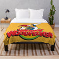 Vintage Woody Woodpecker plush blanket in yellow and black