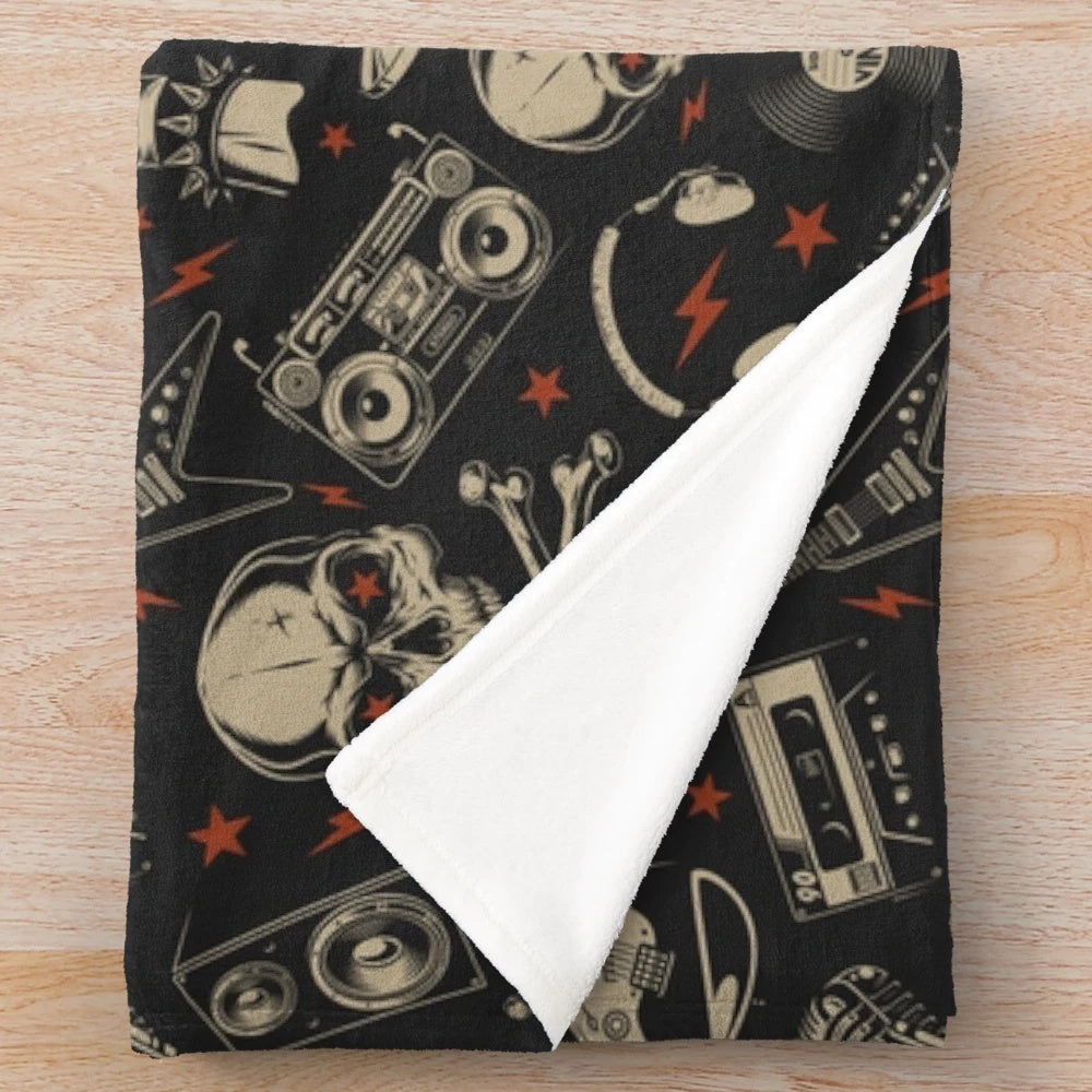 Heavy metal-style plush blanket featuring classical music composers