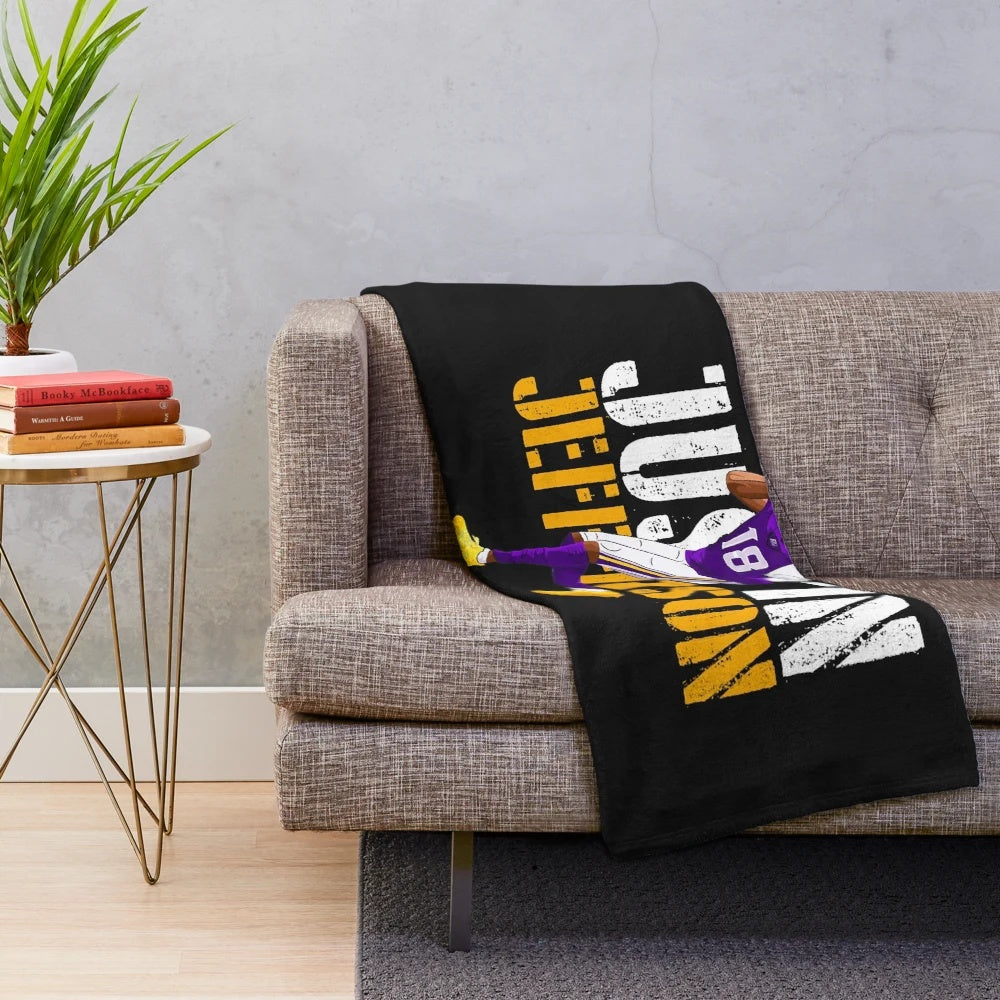 Soft and cozy plush blanket featuring Justin Jefferson's name and signature